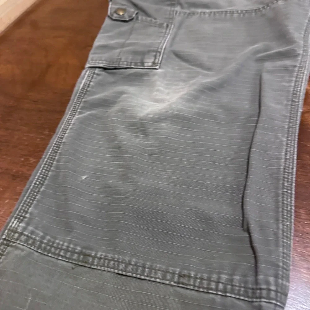 Carhartt Distressed Relaxed Fit Cargo Pants Moss Green 42x30 Mens Workwear *flaw